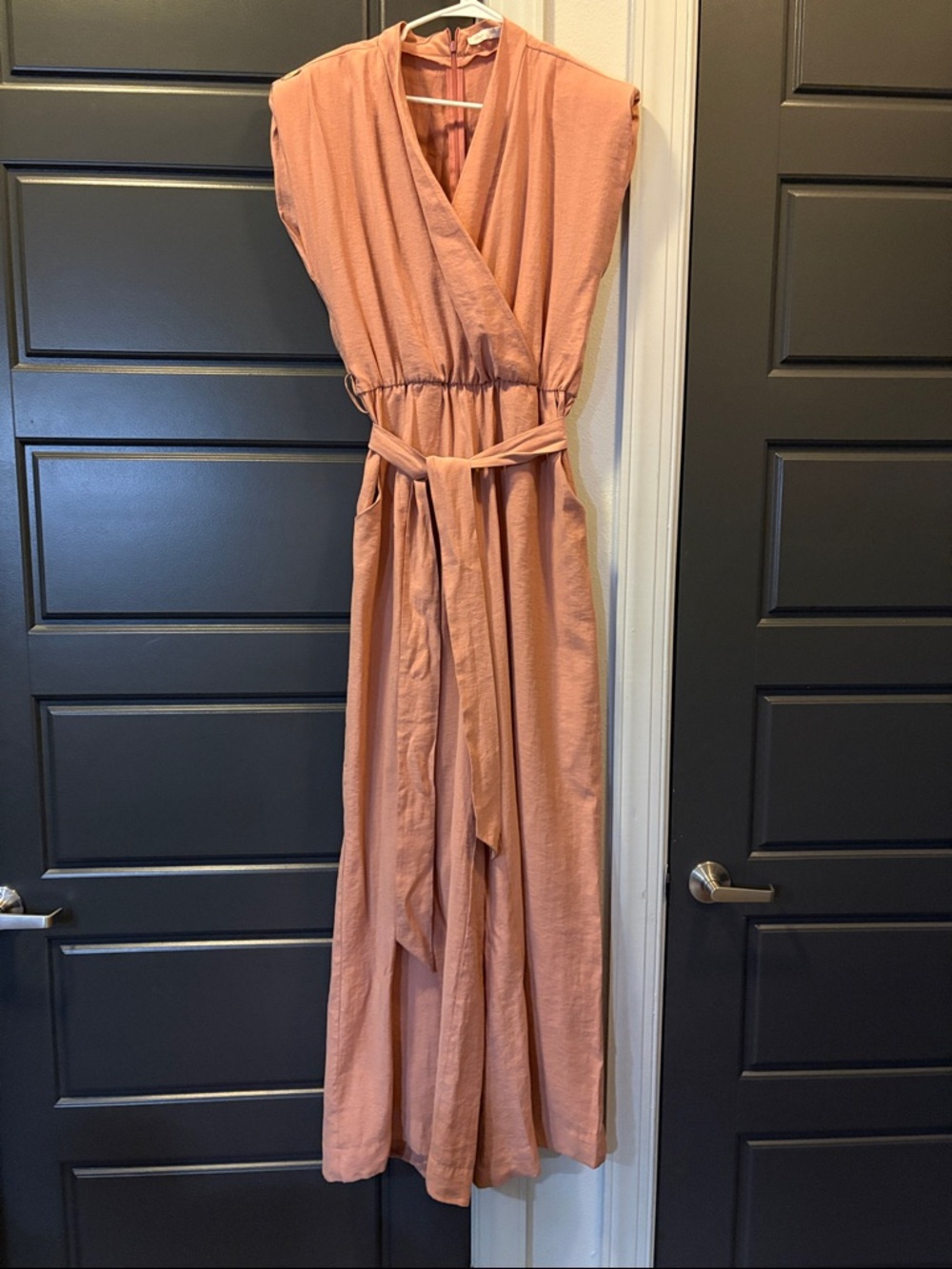 Sleeveless Wrap Maxi jumpsuit in Dusty Rose